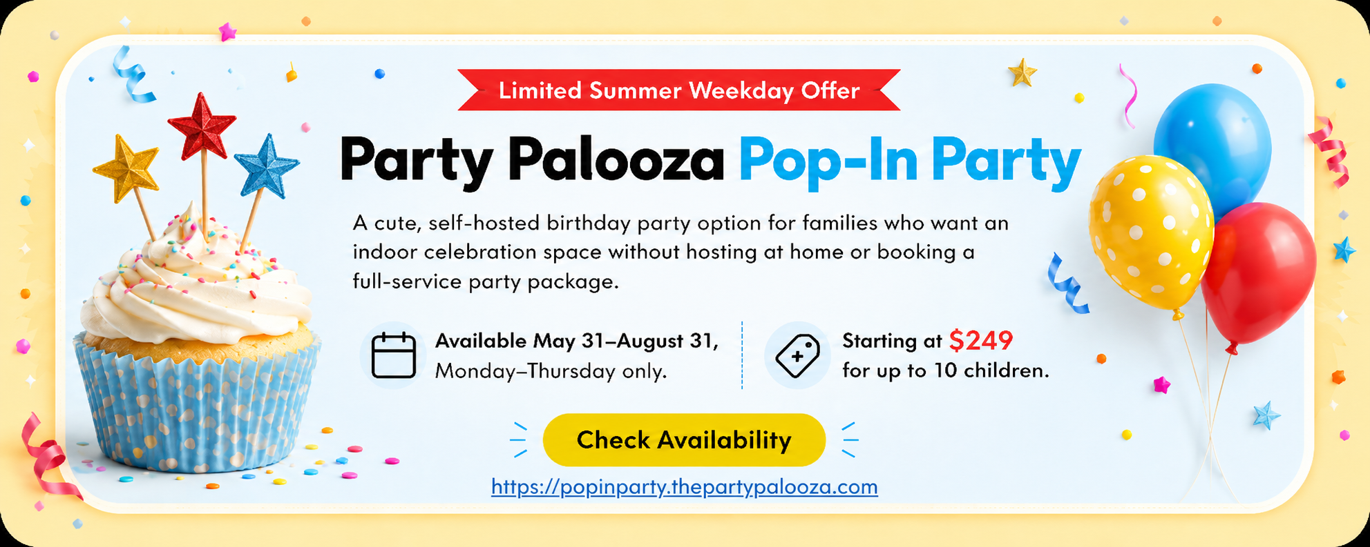 Party Palooza Pop In Party Promo Block